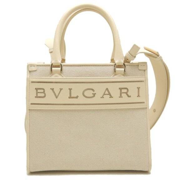 BVLGARI Ivory Leather Tote Bag - Picture 1 of 10